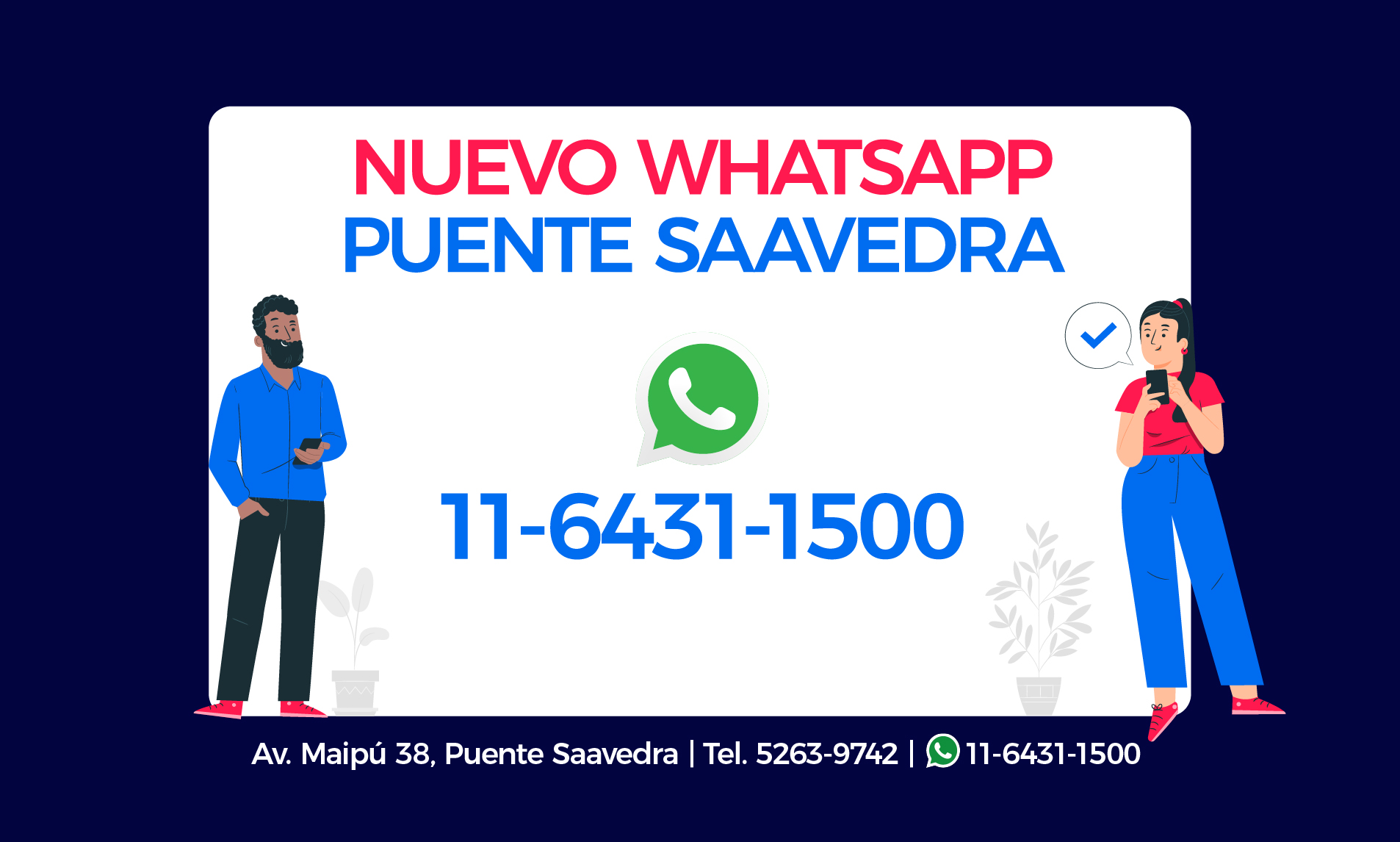 Nuevo whatsapp de Puente Saavedra 11-6431-1500