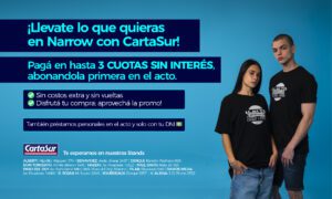 ¡Llevate lo que quieras en Narrow con CartaSur! Pagá en hasta 3 CUOTAS SIN INTERÉS, abonandola primera en el acto.